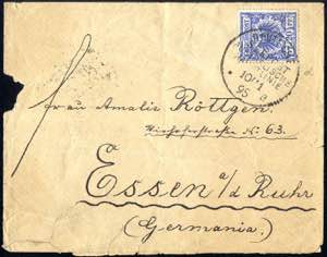 1895, Brief frankiert durch Wappen 20 Pf ... 