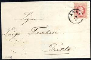 Auer 7.6. 1869, 5 Kreuzer Brief nach Trient, ... 