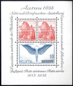 1938, Briefmarkenausstellung Aarau, ... 