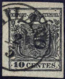 1850, 10 cent. nero, I° tipo, su carta ... 