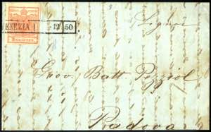 1850, lettera affrancata con francobollo ... 