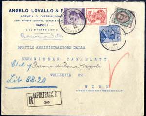 1924, raccomandata del 27.11 da Napoli a ... 