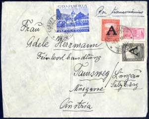 1951, Luftpostbrief von Kolumbien im Juni ... 