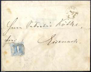 1862, Brief von Weimar am 8.5. nach Eisenach ... 