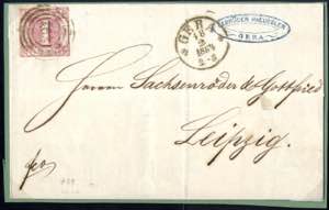 1864, Brief von Gera am 18.2. nach Leipzig ... 