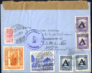 1951, Luftpostbrief von Kolumbien vom 10.8. ... 