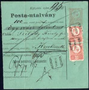 1874, 5 Kreuzer Postanweisung mit ... 