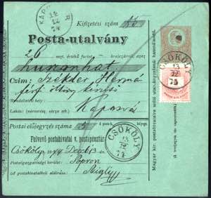 1874, 5 Kreuzer Postanweisung Kaiser Franz ... 