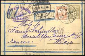 1910, 5 Filler Korrespondenzkarte mit 30 ... 