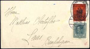 1918, Brief mit 10 Heller und 20 Heller ... 