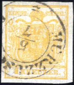 1850, 1 Kreuzer gelborange in Type Ib, ... 