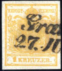 1850, 1 Kreuzer orange in Type Ib, ... 