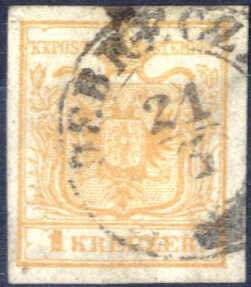 1850, 1 Kreuzer braunorange in Type Ia, ... 