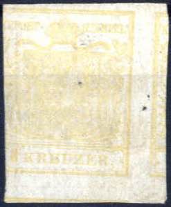 1850, 1 Kreuzer gelbocker in Type Ib, mit ... 