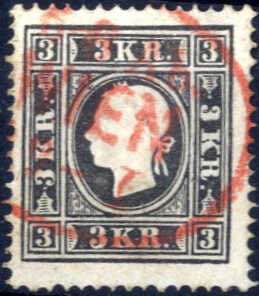 1858, 3 Kreuzer schwarz in Type IIa, mit ... 