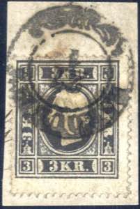 1858, 3 Kreuzer schwarz in Type Ia, ... 