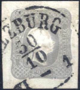 1861, 1,05 Kreuzer dunkelgrau, gestempelt ... 