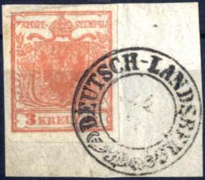 Deutsch Landsberg 1850, Briefstück mit 3 ... 
