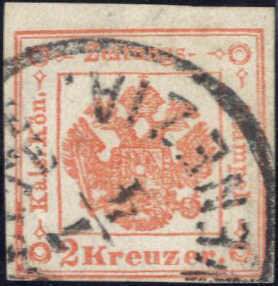 1858, 2 kreuzer vermiglio segnatasse per ... 