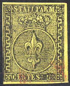 1852, 5 Cent. giallo arancio, usato, firm. ... 