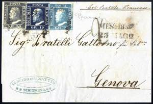 1859, lettera da Messina il 23.5 per Genova ... 