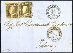 1859, lettera da Girgenti il 27.4 con coppia ... 