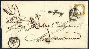 1862, 10 Cent. bistro giallastro su lettera ... 