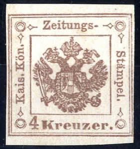 1858, 4 Kreuzer braun, Type I, oben und ... 
