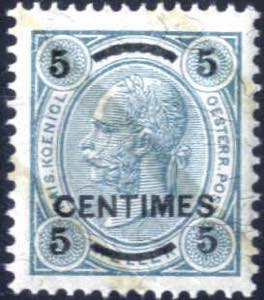 1903, 5 Cent. auf 5 H. blaugrün ... 