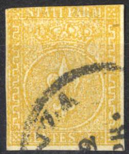 1853-55, 5 c. giallo arancio, Sass. 6 / ... 