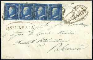 1859, lettera assicurata da Mazzarino (ovale ... 