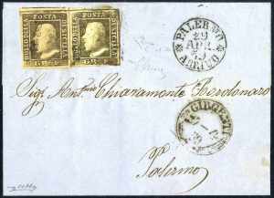 1859, lettera da Girgenti il 27.4 con coppia ... 