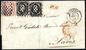 1851, lettera da Torino il 27.12 per Parigi ... 
