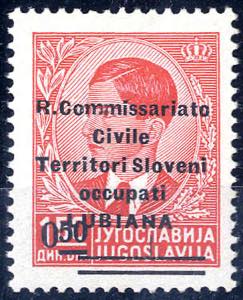 1941, francobollo n° 34 (1,50 d. rosso) con ... 