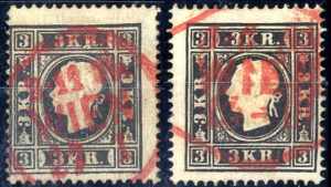 1858/59, 3 Kr Freimarke schwarz in Type I ... 