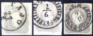 1861, (1,05) Kr., drei Stück in ... 