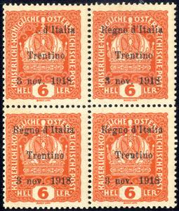 1918, Trentino - Alto Adige, 6 Heller blocco ... 