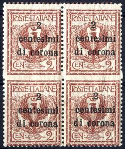 1919, Trento e Trieste, 2 c quartina di 2 ... 