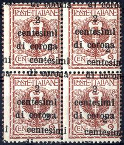 1919, Trento e Trieste, 2 Cent. quartina con ... 