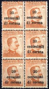 1919, Trento e Trieste, 20 Cent. blocco ... 