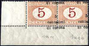 1919, Trento e Trieste, Segnatasse 5 Cent. ... 