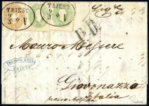 1861/64, Auslandsbrief von Triest 9.3.1864 ... 