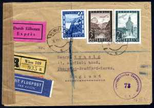 1947, Rekommandierter Express Flugpostbrief ... 