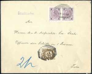 1899, UNGEZÄHNT, Paar 1 H. lila auf Brief ... 