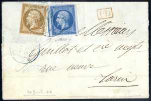1860, vier Briefe und eine Vorderseite ... 