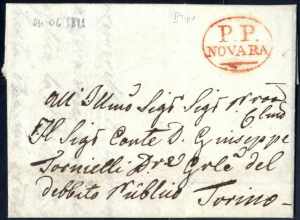 Novara 1811, lettera da Novara il 4.6 per ... 