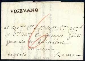 VIGEVANO 1807, letteradel 23.5 per Roma ... 