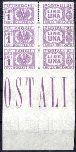 1945, Pacchi Postali 1 L. striscia verticale ... 