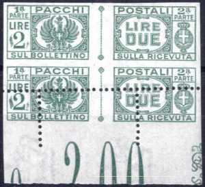 1945, Pacchi Postali 2 L. coppia verticale ... 