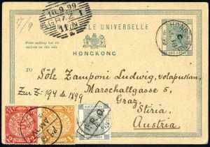 1899, Ganzsachenkarte zu 1 C. frankiert mit ... 